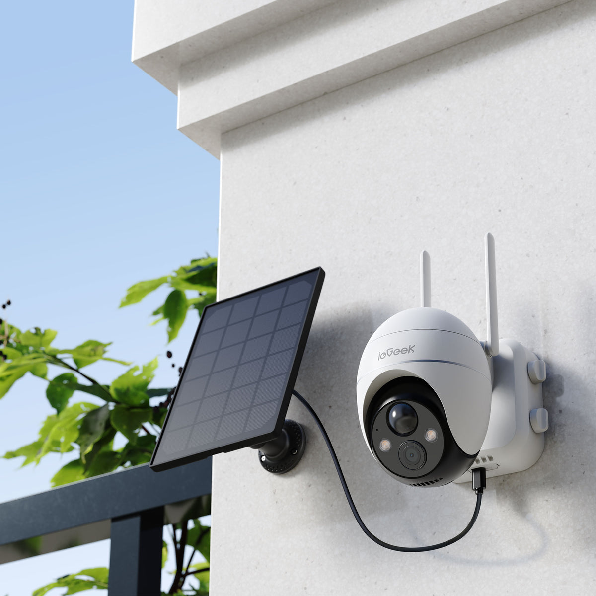 Cámara solar para exteriores PTZ de 360° con 5 MP y zoom 4X